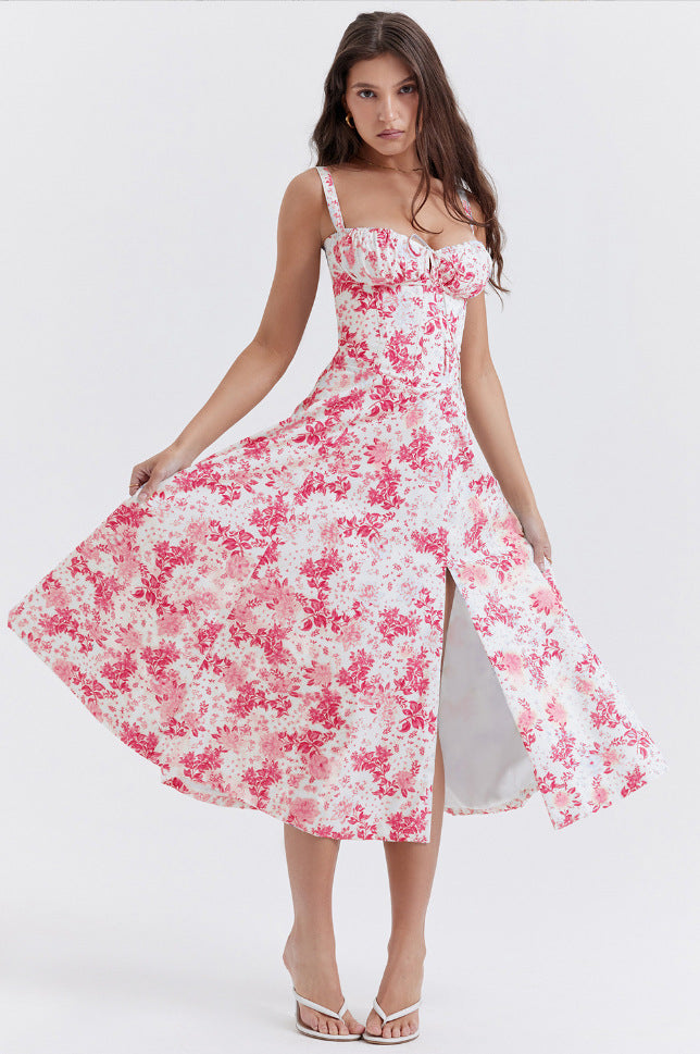 Lace up square neck midi dress final view