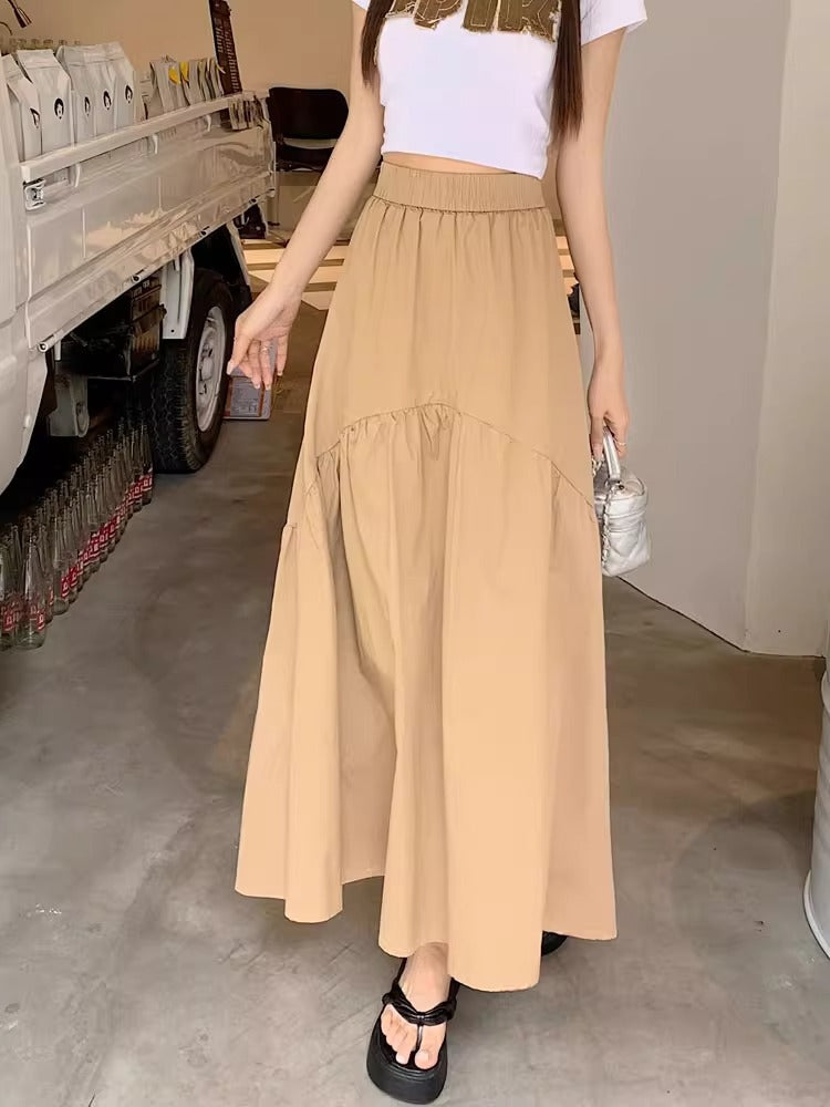 Marjolaine long skirt stretch waistband detail