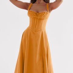 Midi dress showing skirt fall
