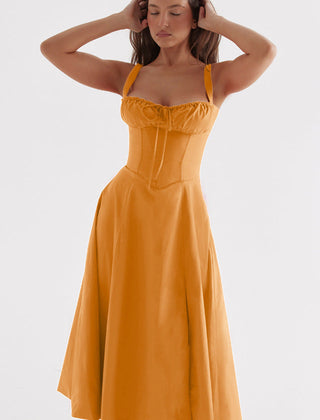 Midi dress showing skirt fall