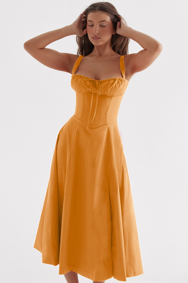 Midi dress showing skirt fall
