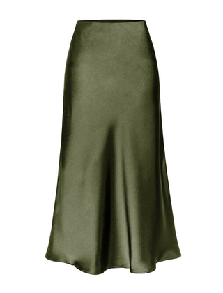 Side slit midi skirt in army green