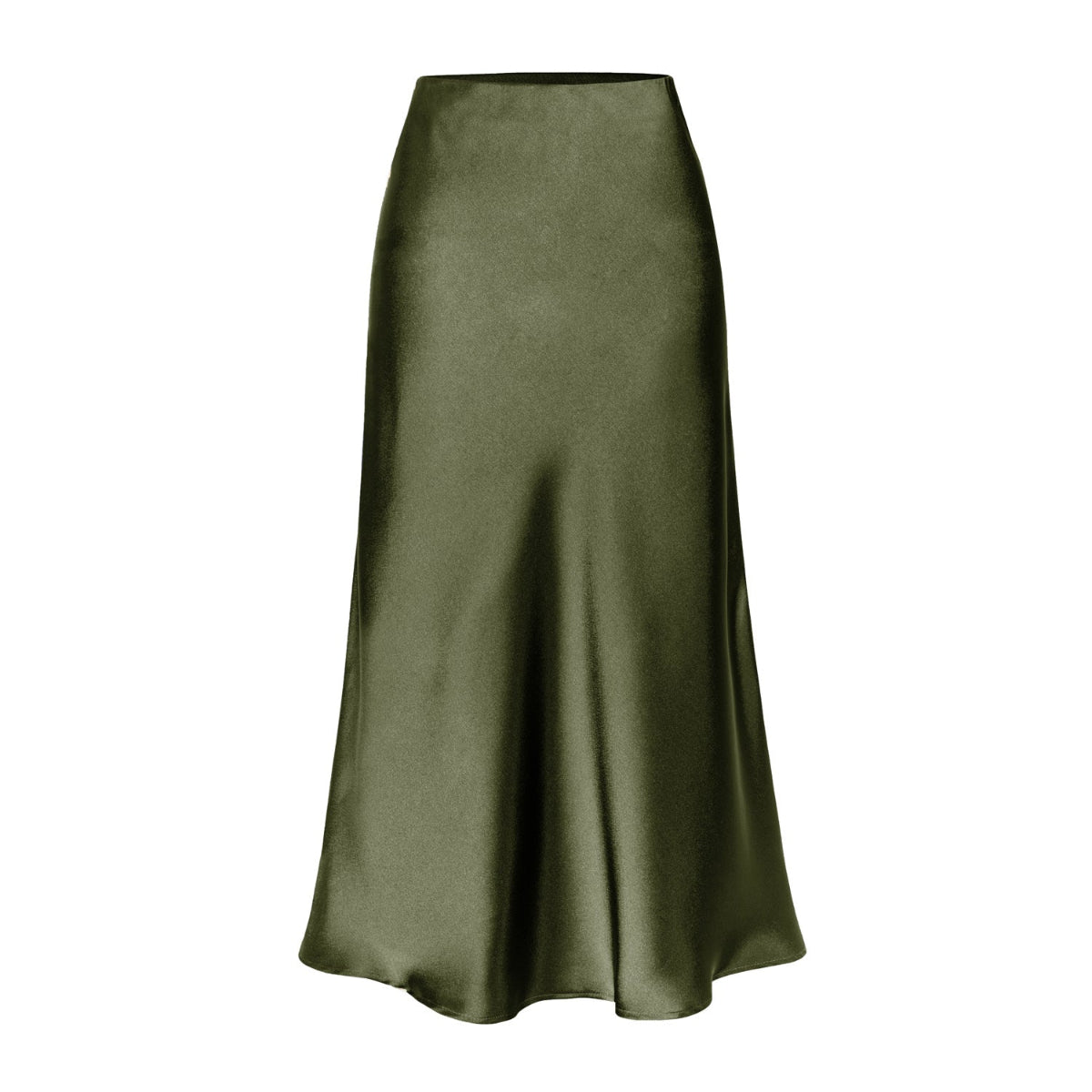 Side slit midi skirt in army green