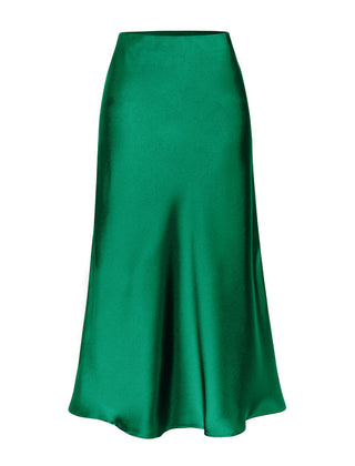 Side slit midi skirt in dark green