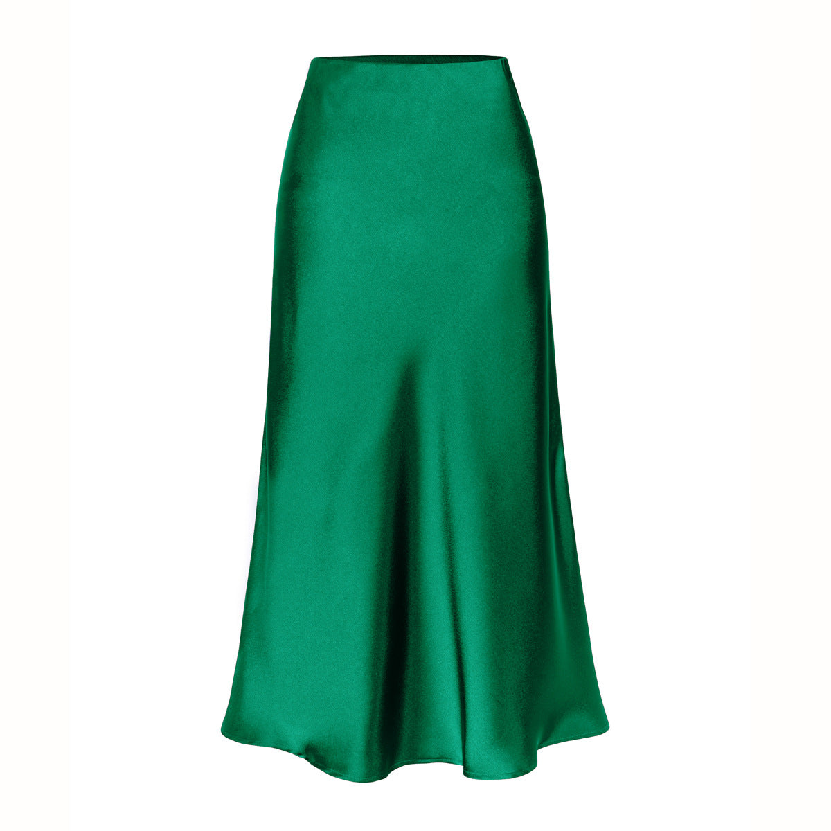 Side slit midi skirt in dark green