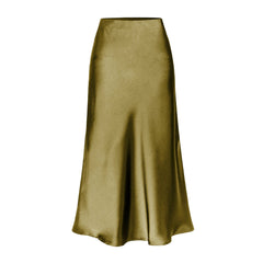 Side slit midi skirt in olive green