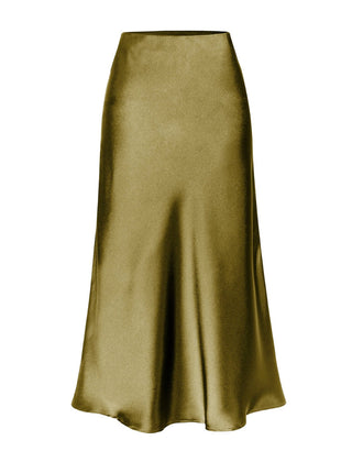 Side slit midi skirt in olive green