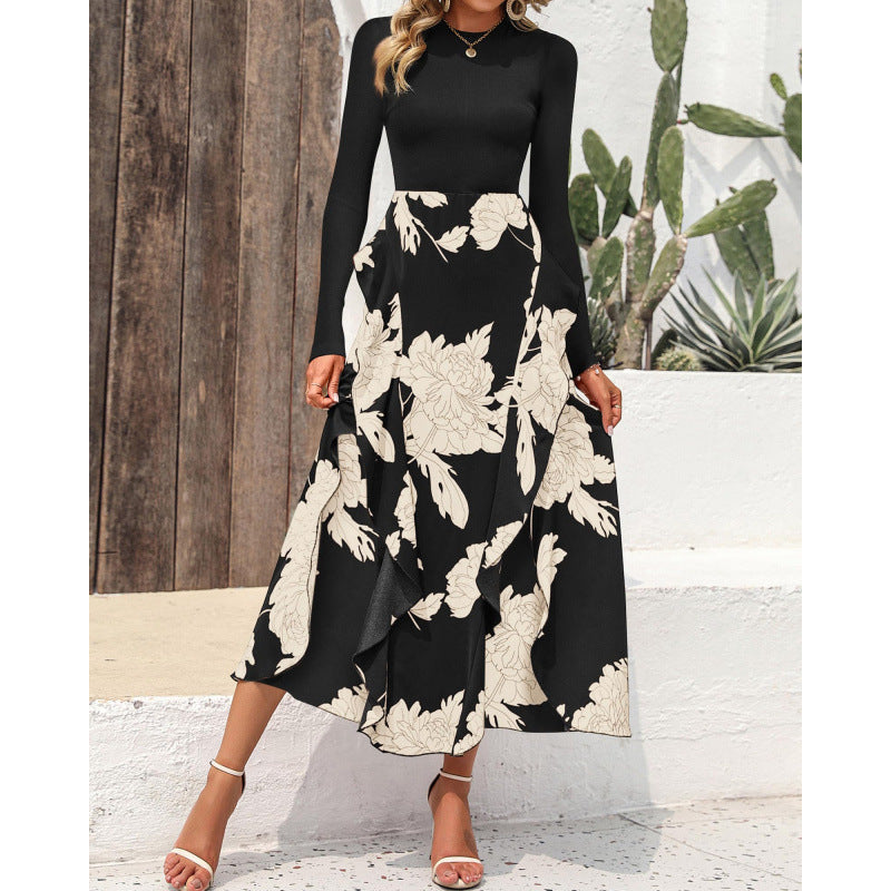 Floral midi dress shown from the side