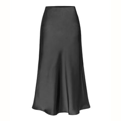 Side slit midi skirt in black