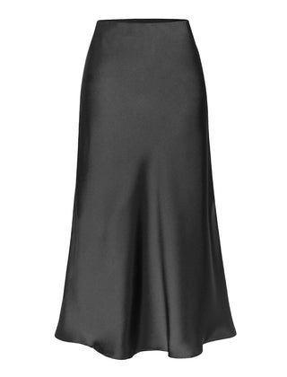 Side slit midi skirt in black