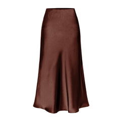 Side slit midi skirt in dark brown