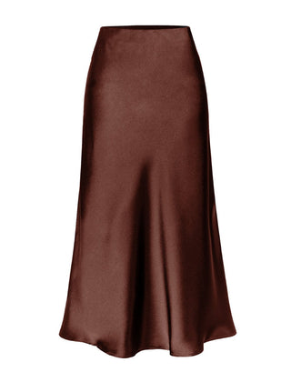 Side slit midi skirt in dark brown