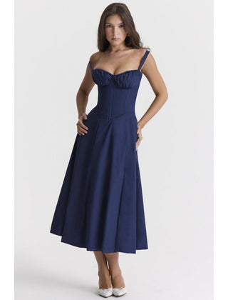 Square neck dress in a light colourway