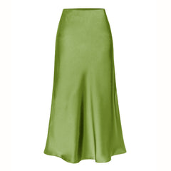 Side slit midi skirt in green