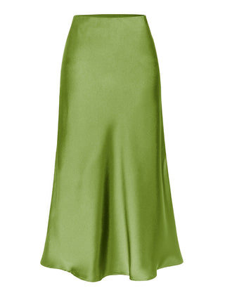 Side slit midi skirt in green