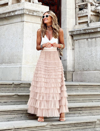 Side view showing the layered tiers