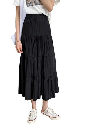 Close view of the tiered skirt fabric and drape