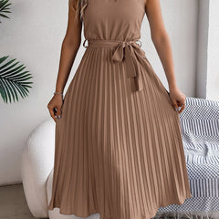 Pleated midi dress full length