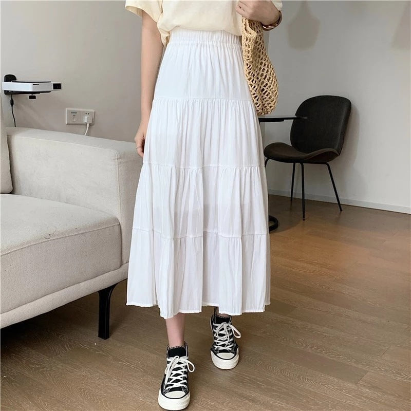Tiered flowy A line skirt front view