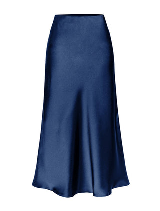 Side slit midi skirt in navy blue
