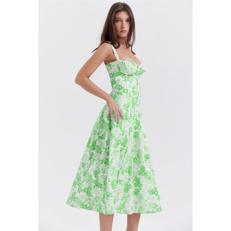 Square neck midi dress styled view