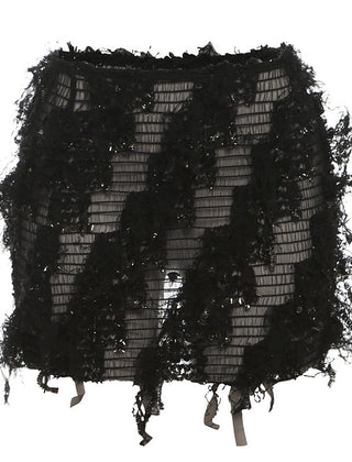 Fringe mini skirt full length view