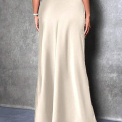 Satin high waist A line skirt front view