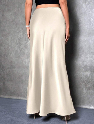 Satin high waist A line skirt front view