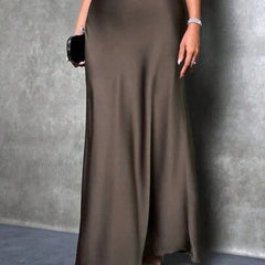 Satin skirt shown from the side