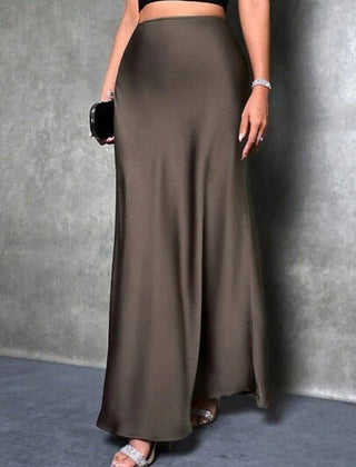 Satin skirt shown from the side