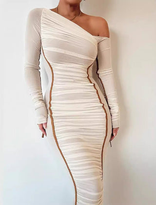 Long sleeve bodycon midi dress front view