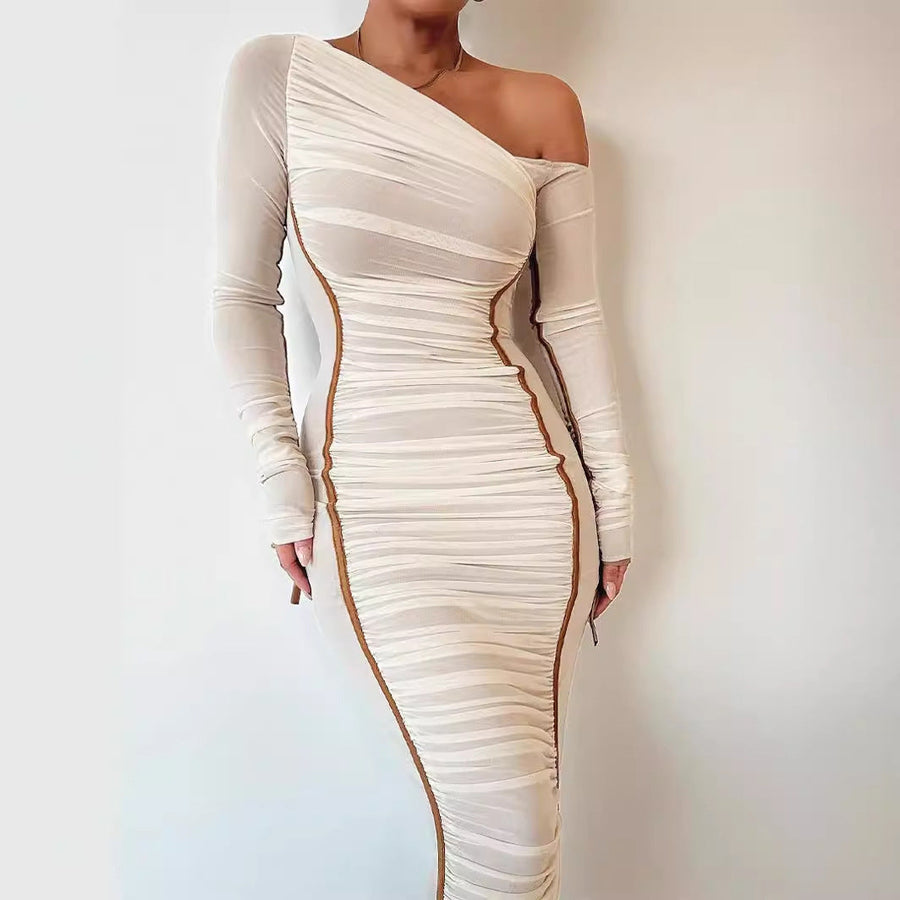 Long sleeve bodycon midi dress front view
