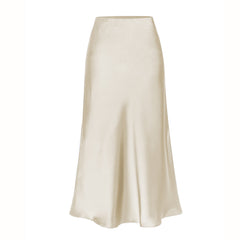 Side slit midi skirt in beige