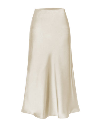 Side slit midi skirt in beige