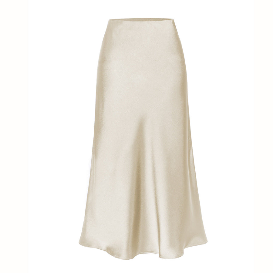 Side slit midi skirt in beige