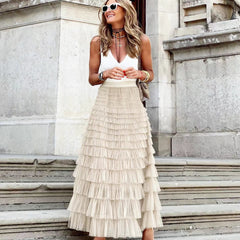 Full length view of the layered maxi skirt