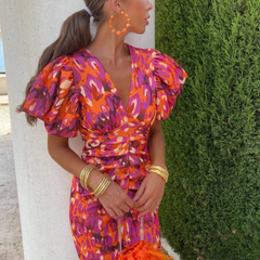 Ursula Vivid Pleated Midi Dress