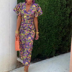 Ursula Vivid Pleated Midi Dress