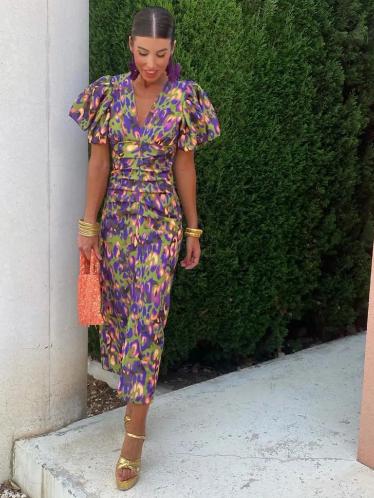 Ursula Vivid Pleated Midi Dress