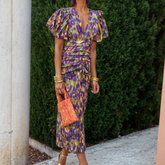 Ursula Vivid Pleated Midi Dress