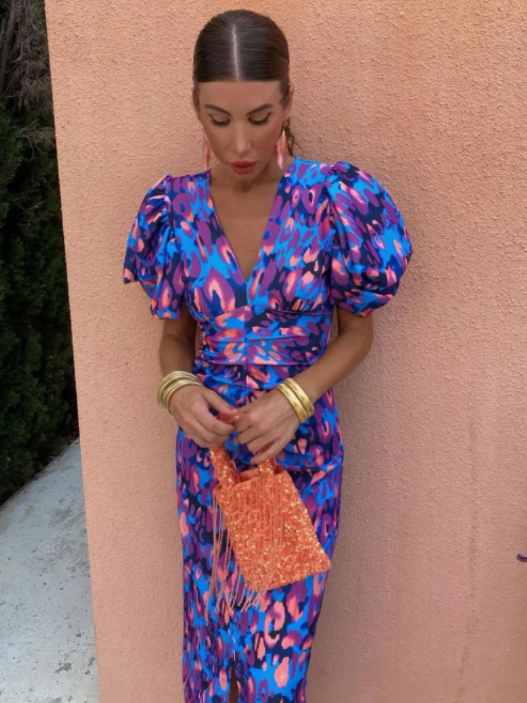 Ursula Vivid Pleated Midi Dress
