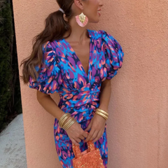 Ursula Vivid Pleated Midi Dress