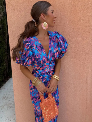 Ursula Vivid Pleated Midi Dress