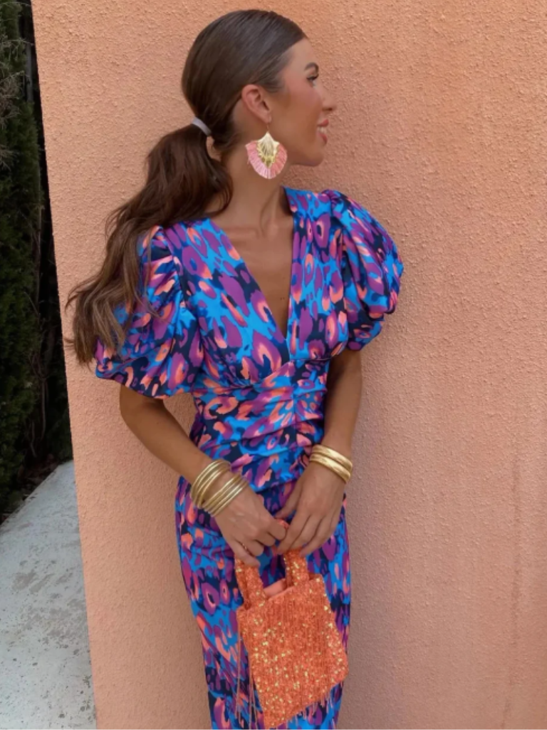 Ursula Vivid Pleated Midi Dress