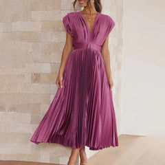 Pleated dress in purple