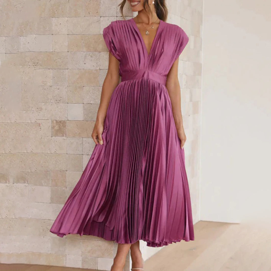 Pleated dress in purple