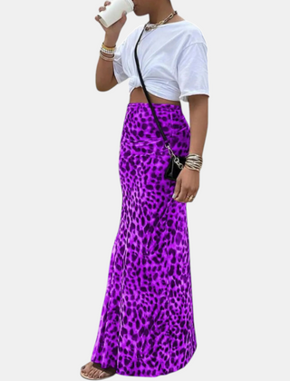 Isla high waist mesh overlay maxi skirt in purple