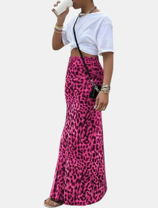 Isla high waist mesh overlay maxi skirt in rust red