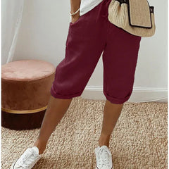 Aleah linen cotton trousers in a neutral colourway
