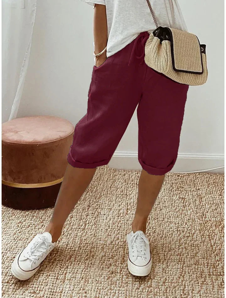 Aleah linen cotton trousers in a neutral colourway